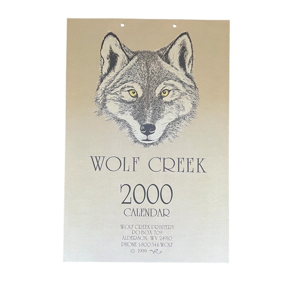 Wolf Creek Printery Calendar 2000 Edition Nature Wall Art Vintage Artsy Like New